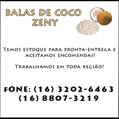 BALAS DE COCO ZENY Sertãozinho SP