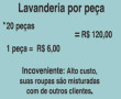 Comparação - Lavar por Peça